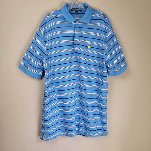 Masters Collections Polo Shirt 60's Two-Ply Pima Cotton Striped Sz L - Picture 4 of 16